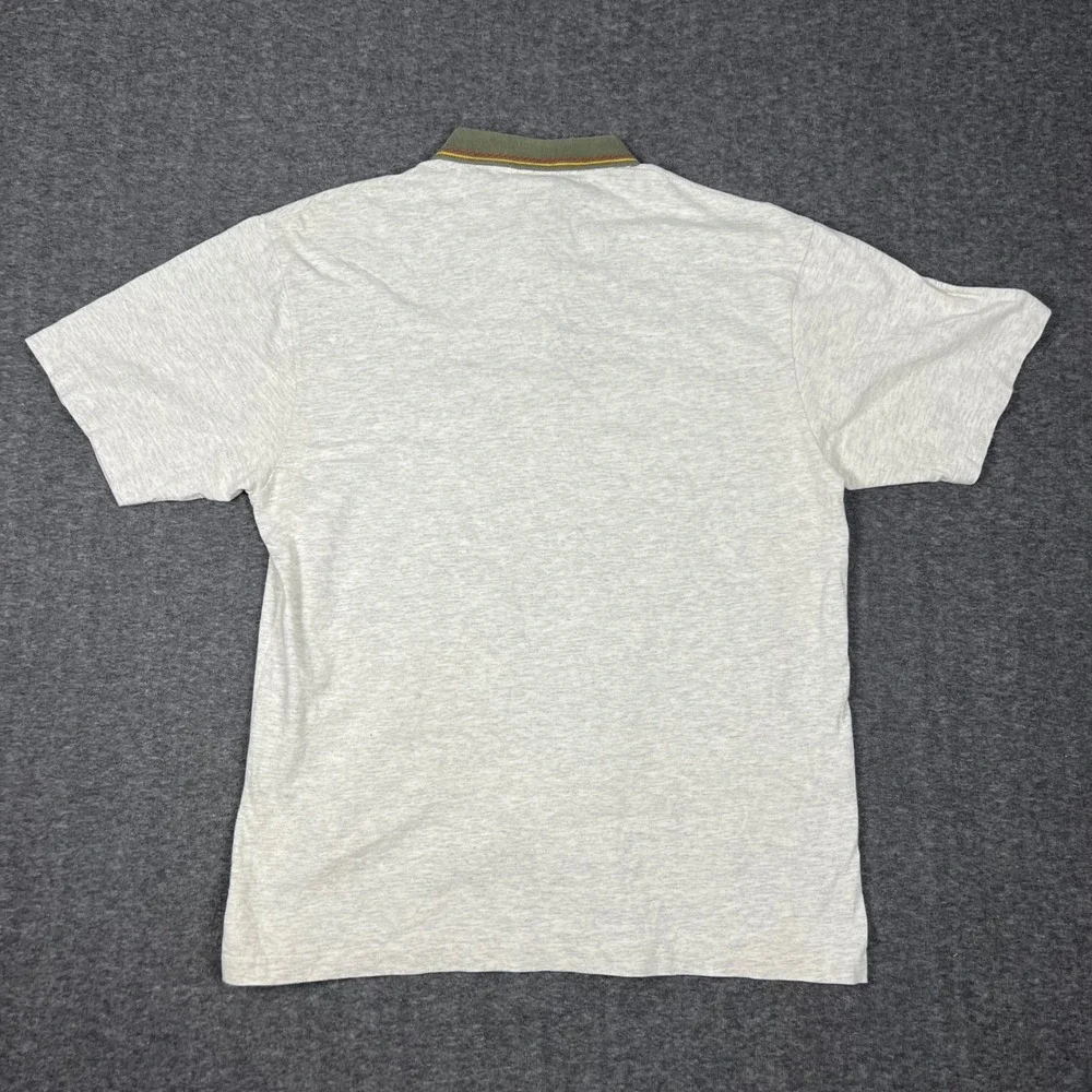 Vintage Alaska Vacation Polo Shirt Mens Large Grey Single Stitch Polar Bear